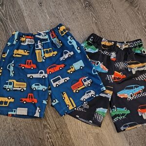 Kids Car Print Shorts Set - Blue and Black